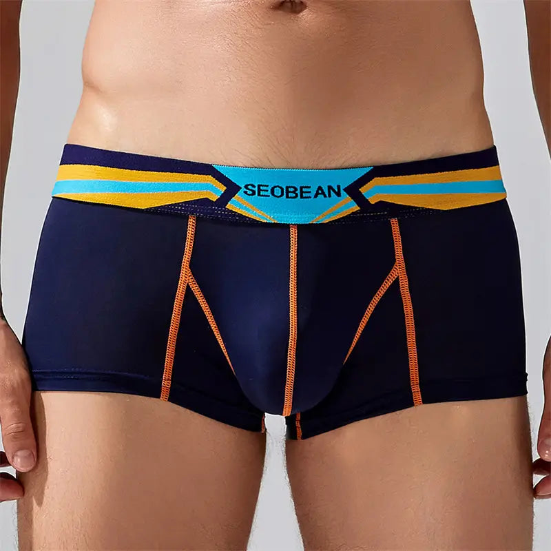 Seobean Seobean Men's Sexy Boxer Briefs Breathable Trunks with Colorful Stripe Design 230215