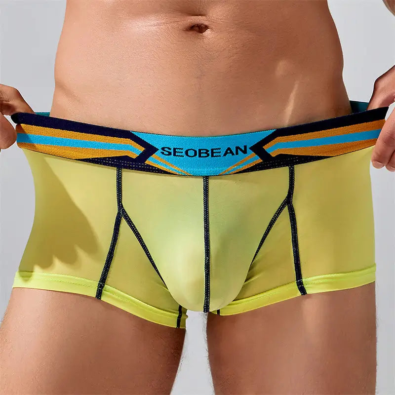 Seobean Seobean Men's Sexy Boxer Briefs Breathable Trunks with Colorful Stripe Design 230215