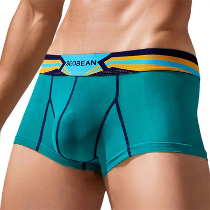 Seobean Seobean Men's Sexy Boxer Briefs Breathable Trunks with Colorful Stripe Design 230215