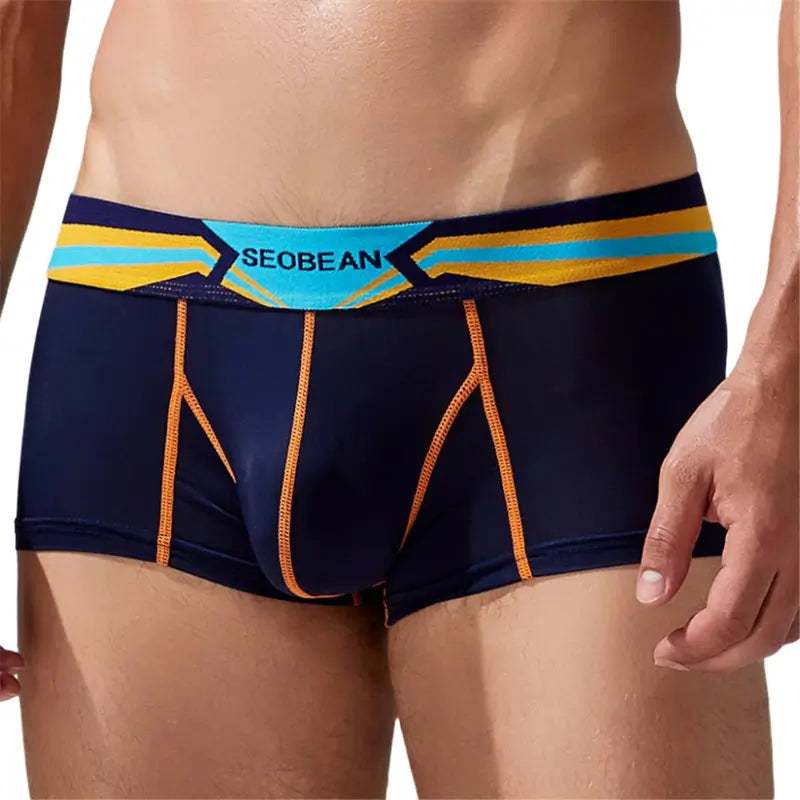 Seobean Seobean Men's Sexy Boxer Briefs Breathable Trunks with Colorful Stripe Design 230215