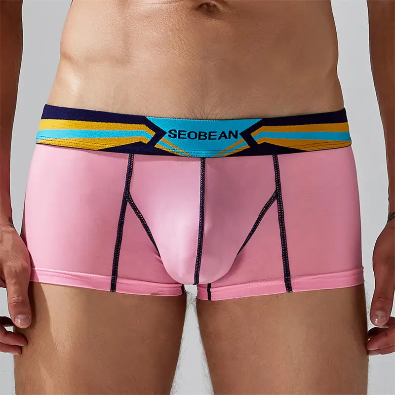 Seobean Seobean Men's Sexy Boxer Briefs Breathable Trunks with Colorful Stripe Design 230215