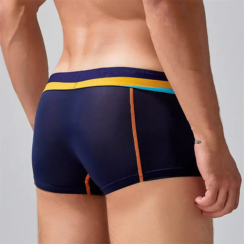 Seobean Seobean Men's Sexy Boxer Briefs Breathable Trunks with Colorful Stripe Design 230215