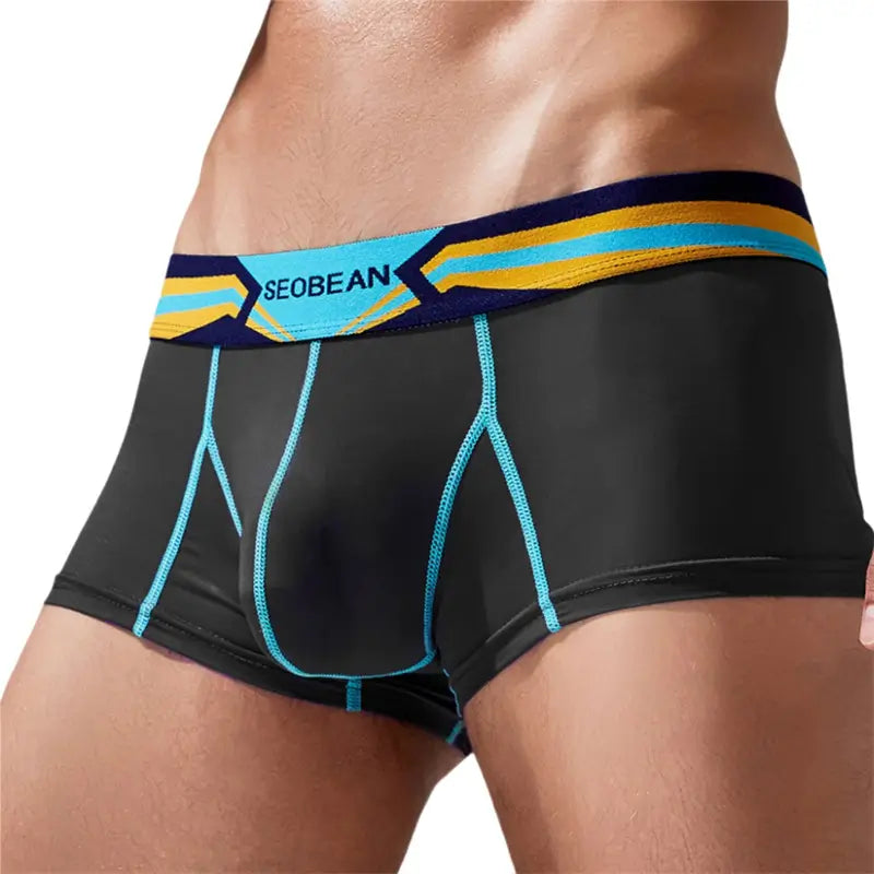 Seobean Seobean Men's Sexy Boxer Briefs Breathable Trunks with Colorful Stripe Design 230215