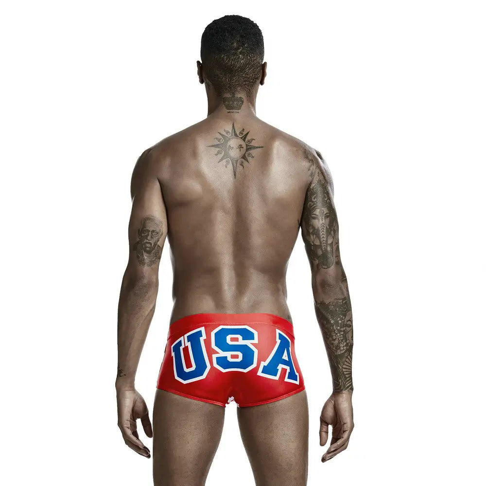 Seobean Seobean Men's Stylish Flag Print Swim Trunks - Comfortable & Versatile 00802