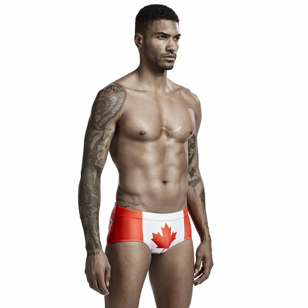 Seobean Seobean Men's Stylish Flag Print Swim Trunks - Comfortable & Versatile 00802