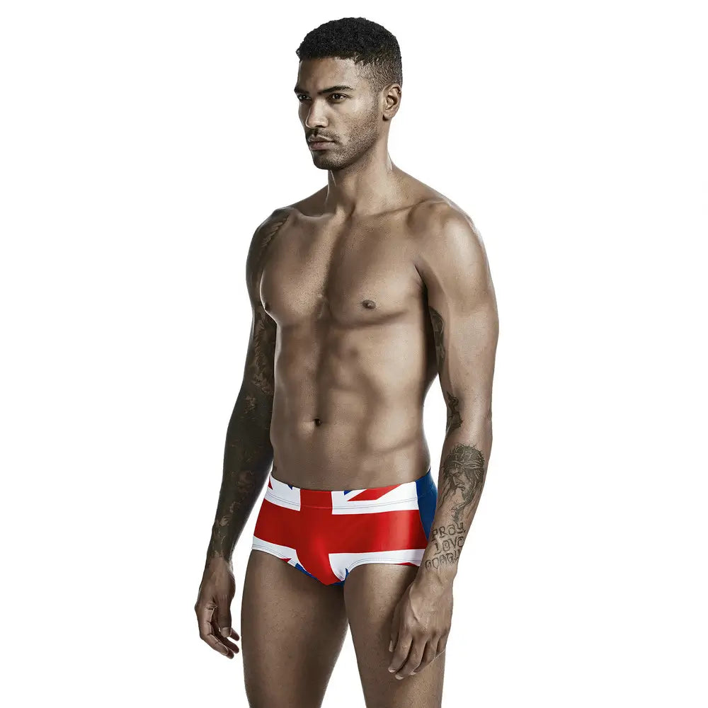 Seobean Seobean Men's Stylish Flag Print Swim Trunks - Comfortable & Versatile 00802
