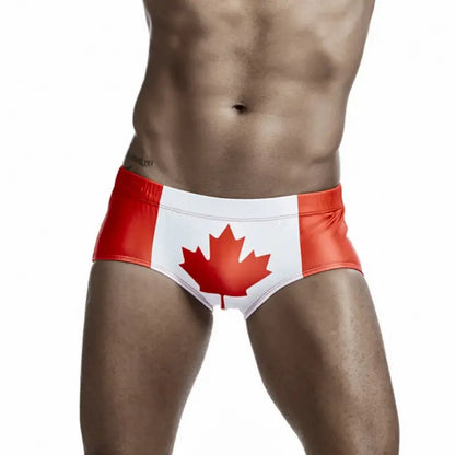 Seobean Seobean Men's Stylish Flag Print Swim Trunks - Comfortable & Versatile 00802