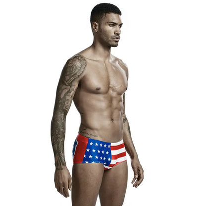 Seobean Seobean Men's Stylish Flag Print Swim Trunks - Comfortable & Versatile 00802