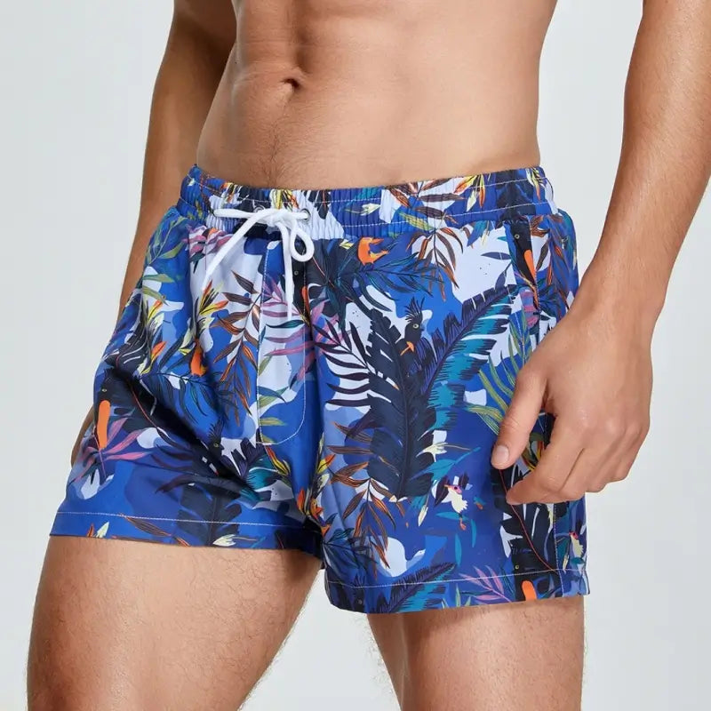 Seobean Seobean Men's Swim Shorts White Pixel Print Beach Board Shorts 241305
