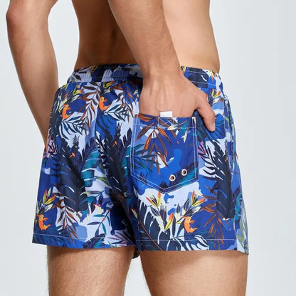 Seobean Seobean Men's Swim Shorts White Pixel Print Beach Board Shorts 241305