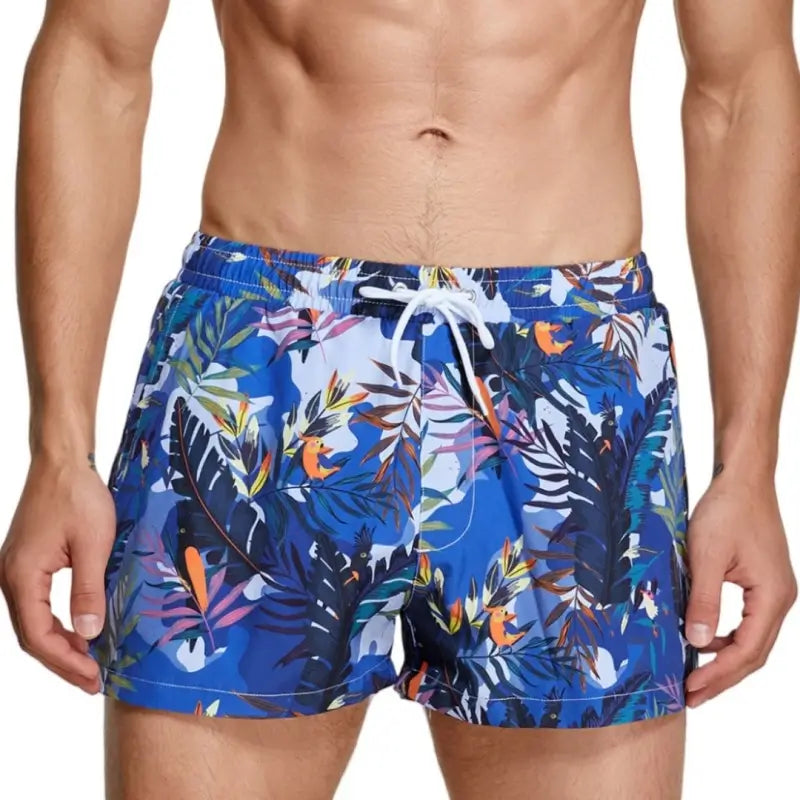 Seobean Seobean Men's Swim Shorts White Pixel Print Beach Board Shorts 241305