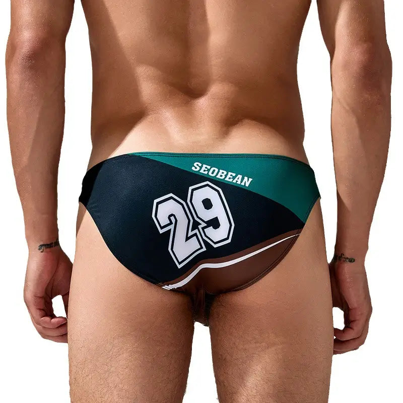 Seobean Seobean Number Print Low-Rise Men's Bikini Briefs Sexy Stretch Underwear 230104