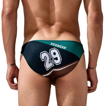 Seobean Seobean Number Print Low-Rise Men's Bikini Briefs Sexy Stretch Underwear 230104