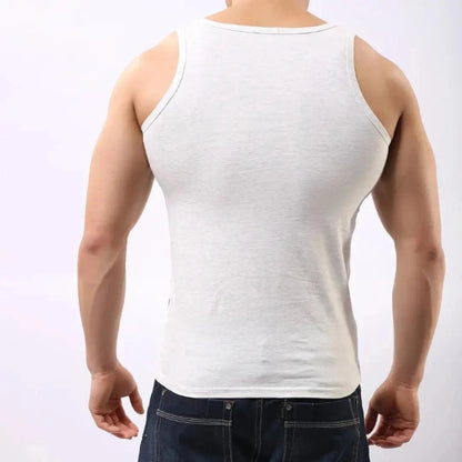 DomiGe cotton tank top white rear view — clean finish tagless design model	