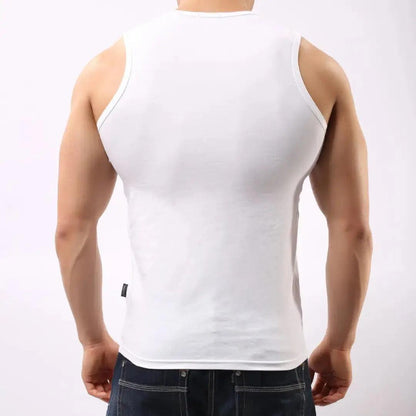 DomiGe cotton lycra tank top white rear view — tagless clean finish model	