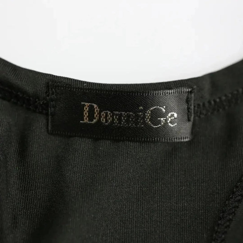 DomiGe scoop neck detail black — clean finished edge polyester spandex tank top	