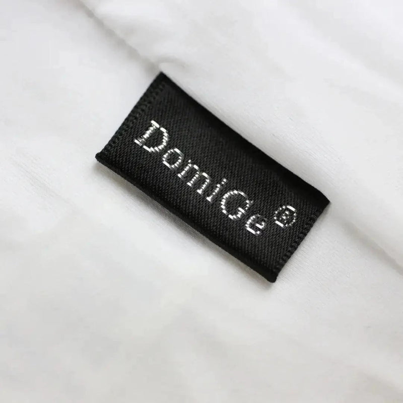 DomiGe polyester spandex tank top white product flat lay — scoop neck full design	