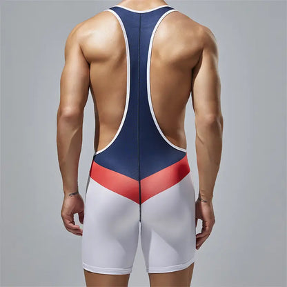 Tauwell Tauwell Fitness Wrestling Bodysuit for Men Stretch Athletic Singlet 24704