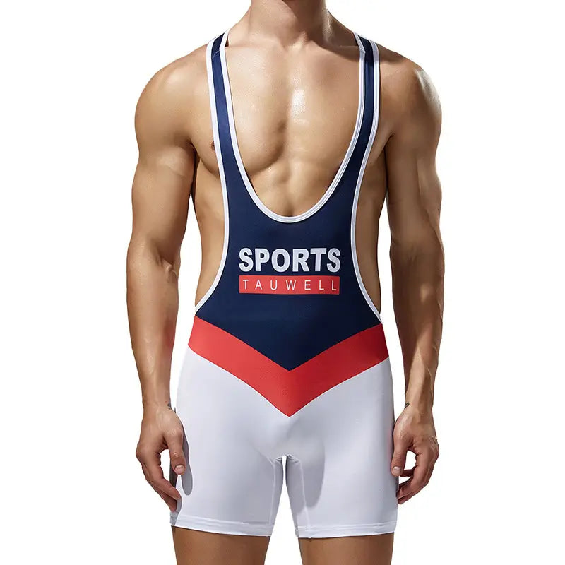 Tauwell Tauwell Fitness Wrestling Bodysuit for Men Stretch Athletic Singlet 24704