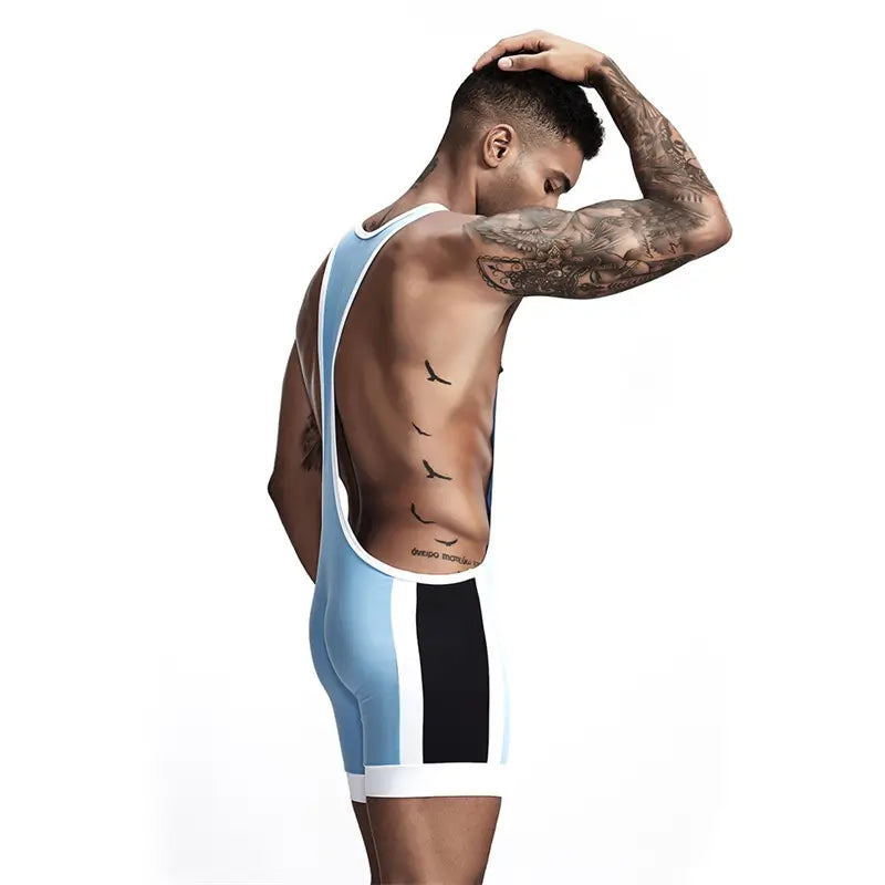 Tauwell Tauwell Men's Athletic Bodysuit - Black/Red Performance Singlet 9701