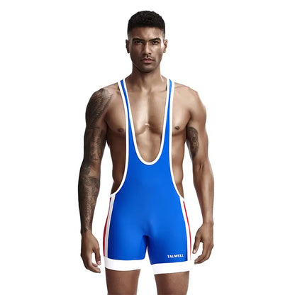 Tauwell Tauwell Men's Athletic Bodysuit - Black/Red Performance Singlet 9701