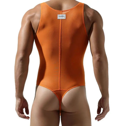 Tauwell Tauwell Men's Black Mesh Bodysuit Stretch, Breathable, Supportive 23701