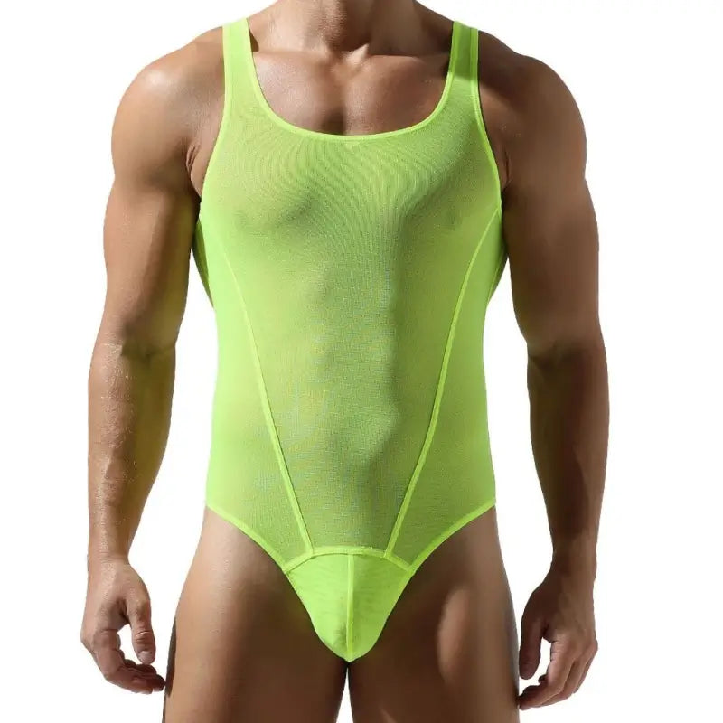 Tauwell Tauwell Men's Black Mesh Bodysuit Stretch, Breathable, Supportive 23701