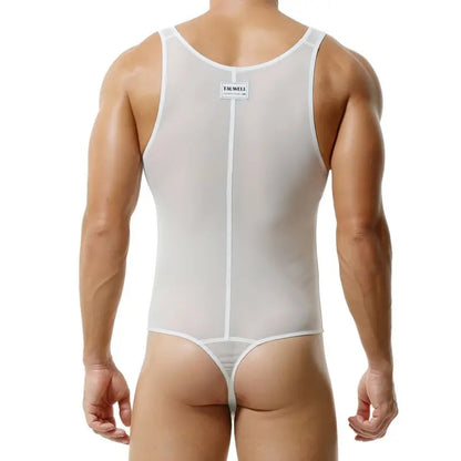 Tauwell Tauwell Men's Black Mesh Bodysuit Stretch, Breathable, Supportive 23701