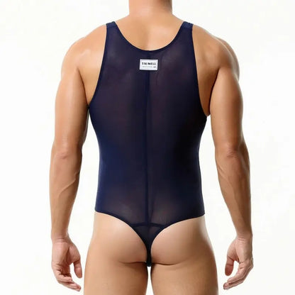 Tauwell Tauwell Men's Black Mesh Bodysuit Stretch, Breathable, Supportive 23701