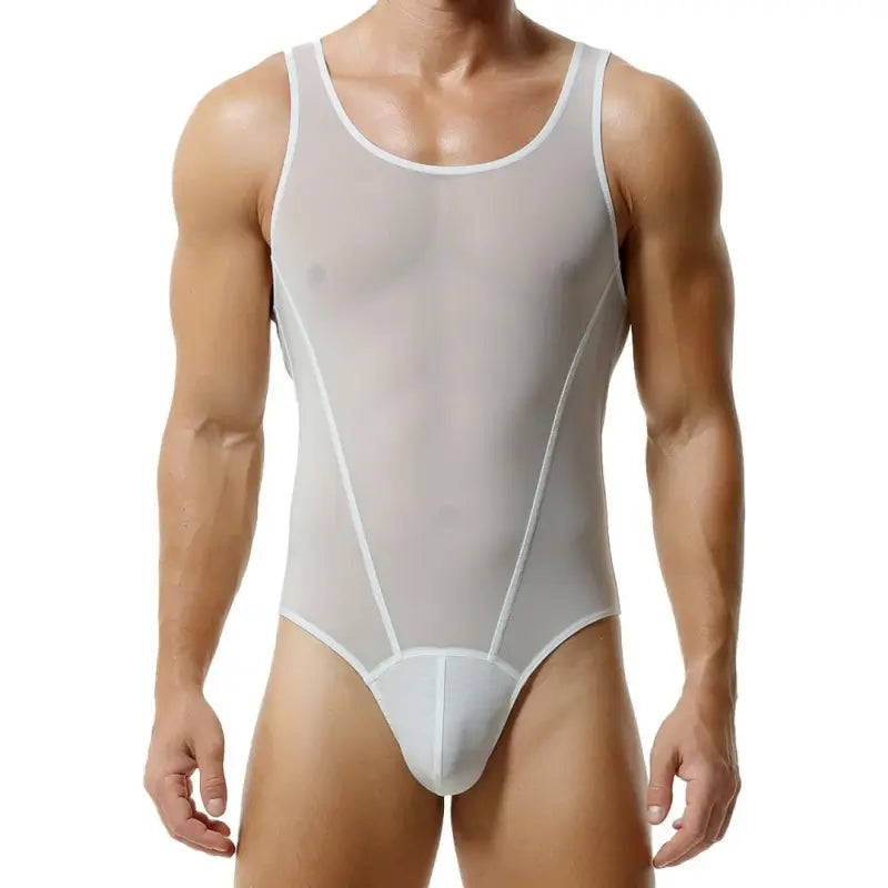 Tauwell Tauwell Men's Black Mesh Bodysuit Stretch, Breathable, Supportive 23701