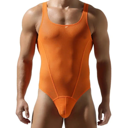 Tauwell Tauwell Men's Black Mesh Bodysuit Stretch, Breathable, Supportive 23701