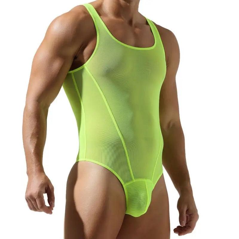 Tauwell Tauwell Men's Black Mesh Bodysuit Stretch, Breathable, Supportive 23701