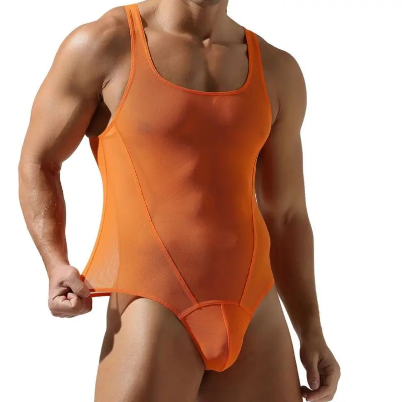 Tauwell Tauwell Men's Black Mesh Bodysuit Stretch, Breathable, Supportive 23701