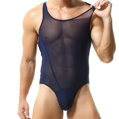 Tauwell Tauwell Men's Black Mesh Bodysuit Stretch, Breathable, Supportive 23701