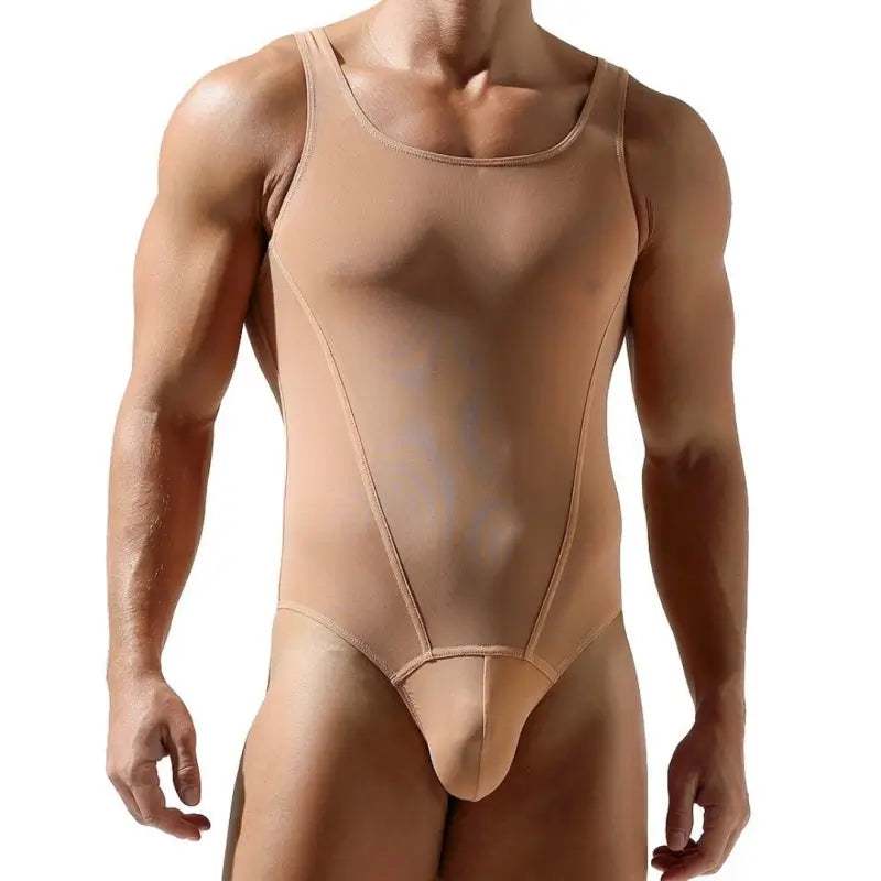 Tauwell Tauwell Men's Black Mesh Bodysuit Stretch, Breathable, Supportive 23701