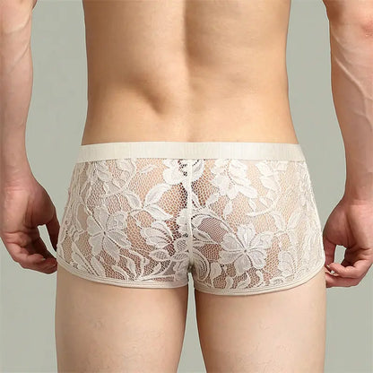 Tauwell Tauwell Men's Lace Trunks - Low-Rise Mesh Boxer Shorts with Nylon Blend 23204