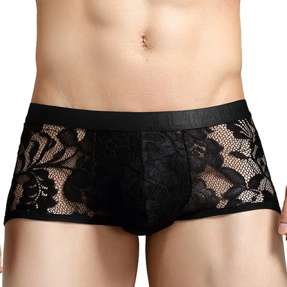 Tauwell Tauwell Men's Lace Trunks - Low-Rise Mesh Boxer Shorts with Nylon Blend 23204