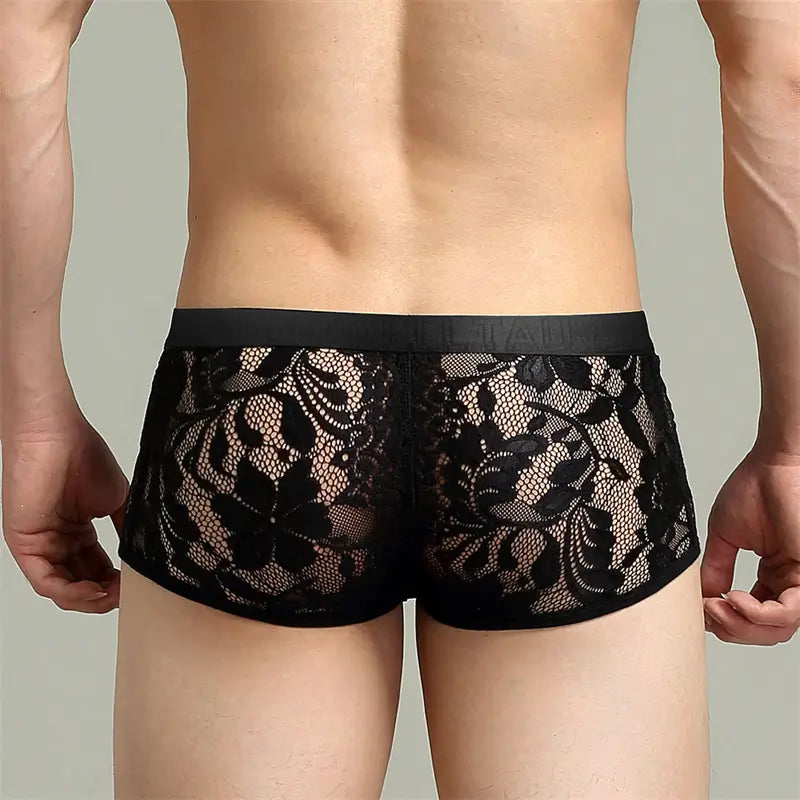 Tauwell Tauwell Men's Lace Trunks - Low-Rise Mesh Boxer Shorts with Nylon Blend 23204