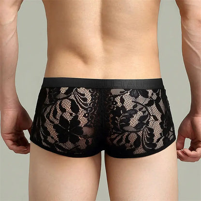 Tauwell Tauwell Men's Lace Trunks - Low-Rise Mesh Boxer Shorts with Nylon Blend 23204