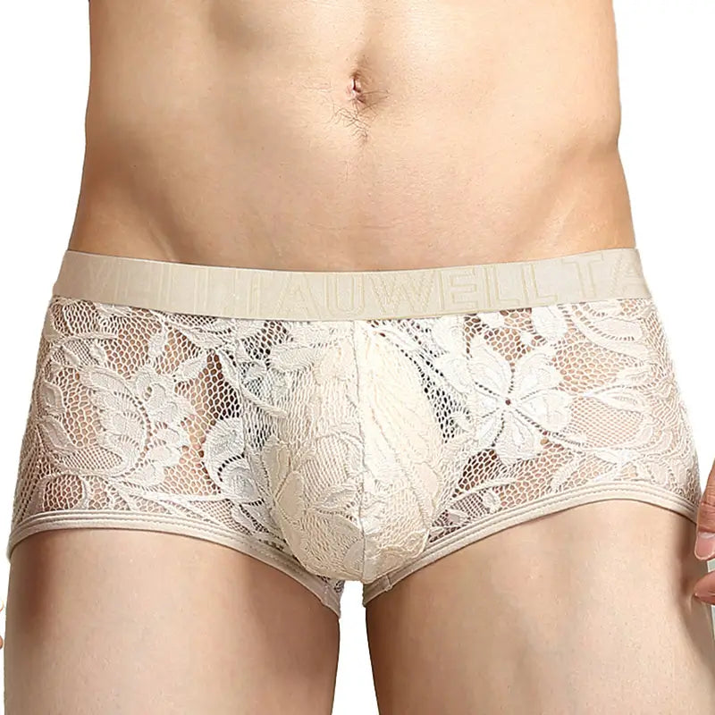 Tauwell Tauwell Men's Lace Trunks - Low-Rise Mesh Boxer Shorts with Nylon Blend 23204