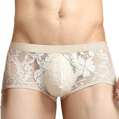 Tauwell Tauwell Men's Lace Trunks - Low-Rise Mesh Boxer Shorts with Nylon Blend 23204