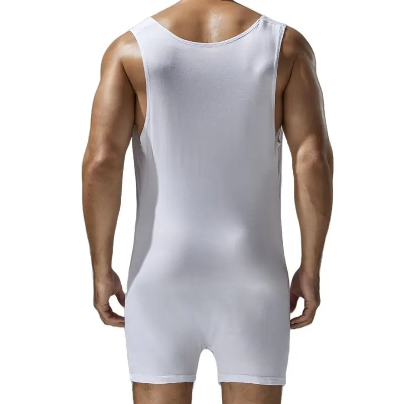 Tauwell Tauwell Men's Sculpting Bodysuit: V-Neck Sleeveless Workout & Daily Shorts 24709
