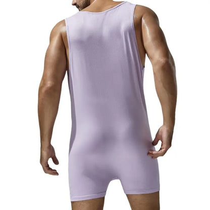 Tauwell Tauwell Men's Sculpting Bodysuit: V-Neck Sleeveless Workout & Daily Shorts 24709