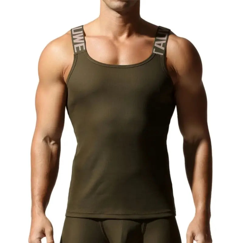 Tauwell Tauwell Men's Slim-Fit Ribbed Tank Top - Cotton Gym & Casual Wear 25706