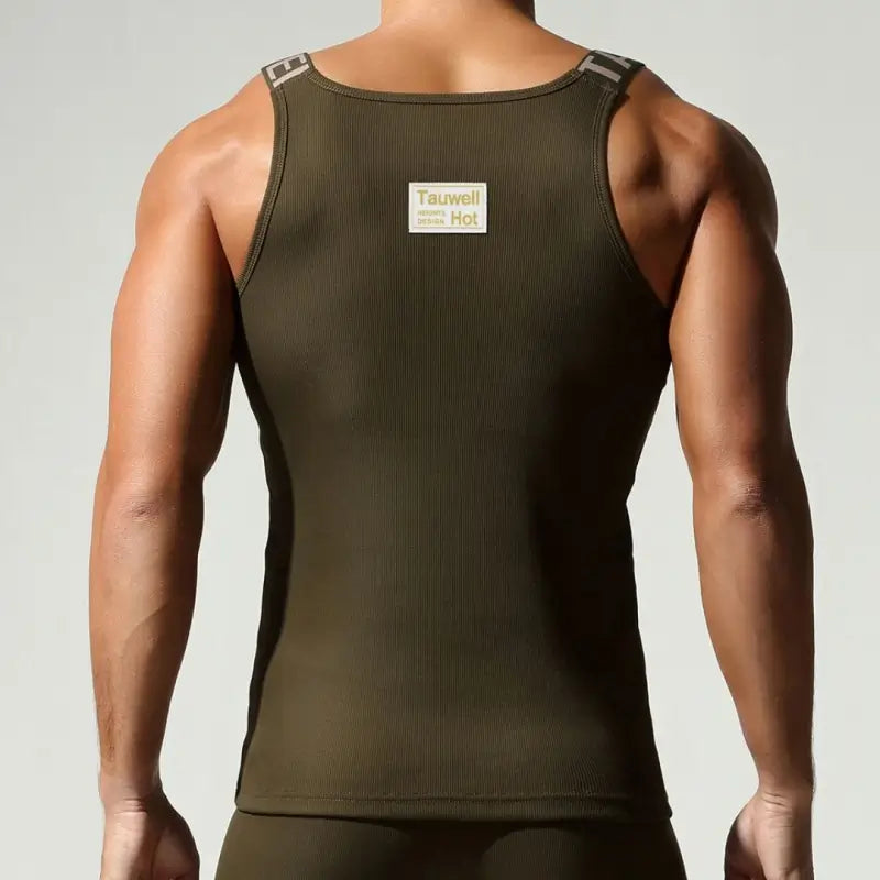 Tauwell Tauwell Men's Slim-Fit Ribbed Tank Top - Cotton Gym & Casual Wear 25706
