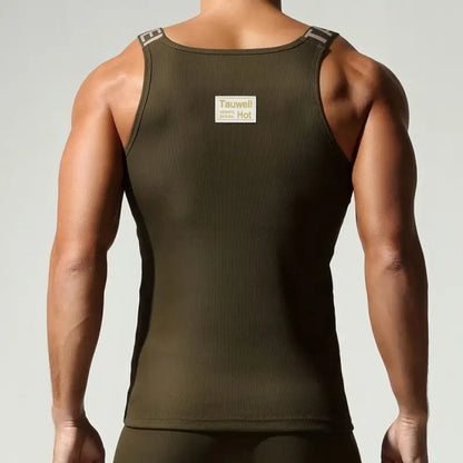 Tauwell Tauwell Men's Slim-Fit Ribbed Tank Top - Cotton Gym & Casual Wear 25706