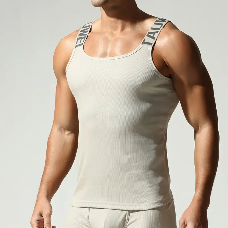 Tauwell Tauwell Men's Slim-Fit Ribbed Tank Top - Cotton Gym & Casual Wear 25706