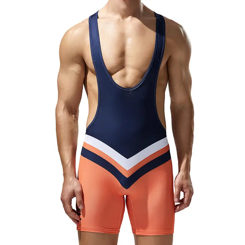 Tauwell Tauwell Men's Stretchy Bodysuit | Black/Green & Navy | Gym & Casual Wear 24705