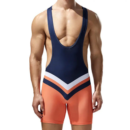 Tauwell Tauwell Men's Stretchy Bodysuit | Black/Green & Navy | Gym & Casual Wear 24705