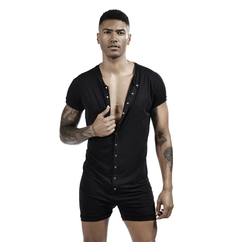 Tauwell Tauwell Men's Summer Romper Short Sleeve Jumpsuit 9703